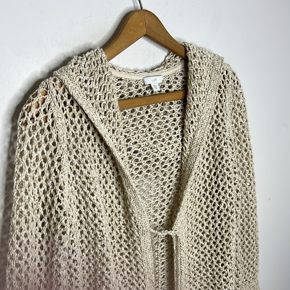 J. JILL Crochet Fringe Beachy Tassel Tie Coverup Open Resort wear Cardigan - Picture 4 of 14